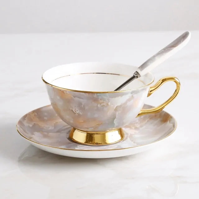 European Royal Bone China Tea Cup & Saucer Set – Vintage Elegance