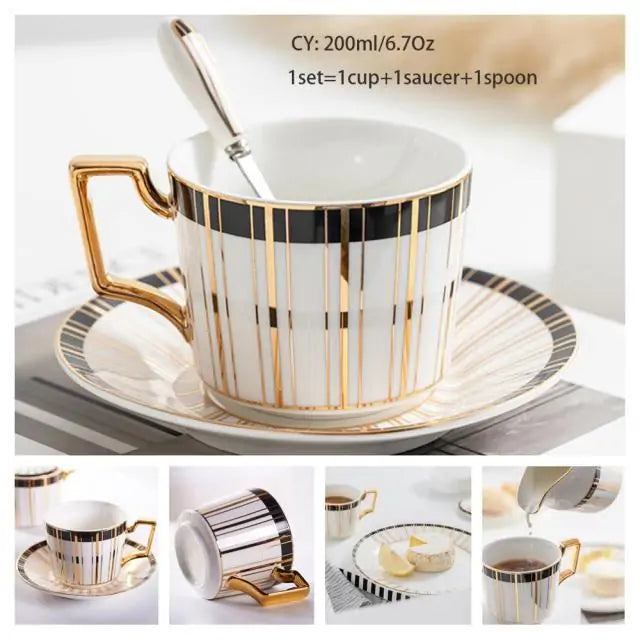European Royal Bone China Tea Cup & Saucer Set – Vintage Elegance