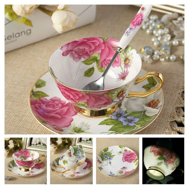 European Royal Bone China Tea Cup & Saucer Set – Vintage Elegance