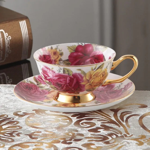 European Royal Bone China Tea Cup & Saucer Set – Vintage Elegance