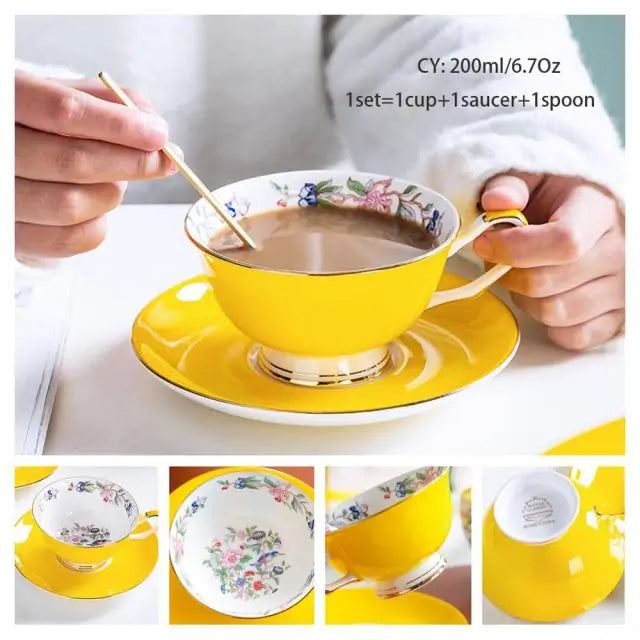 European Royal Bone China Tea Cup & Saucer Set – Vintage Elegance