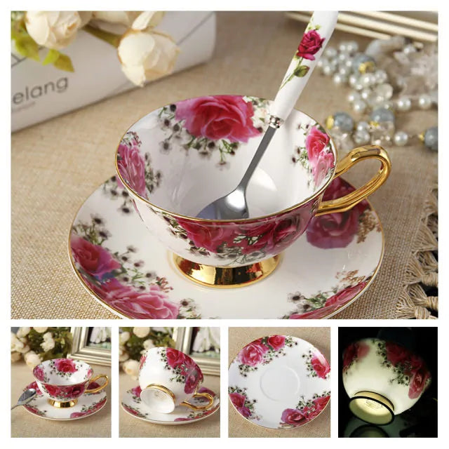 European Royal Bone China Tea Cup & Saucer Set – Vintage Elegance