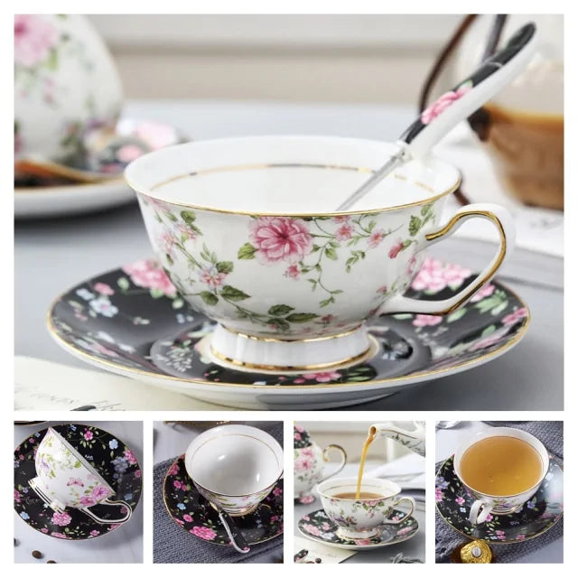 European Royal Bone China Tea Cup & Saucer Set – Vintage Elegance