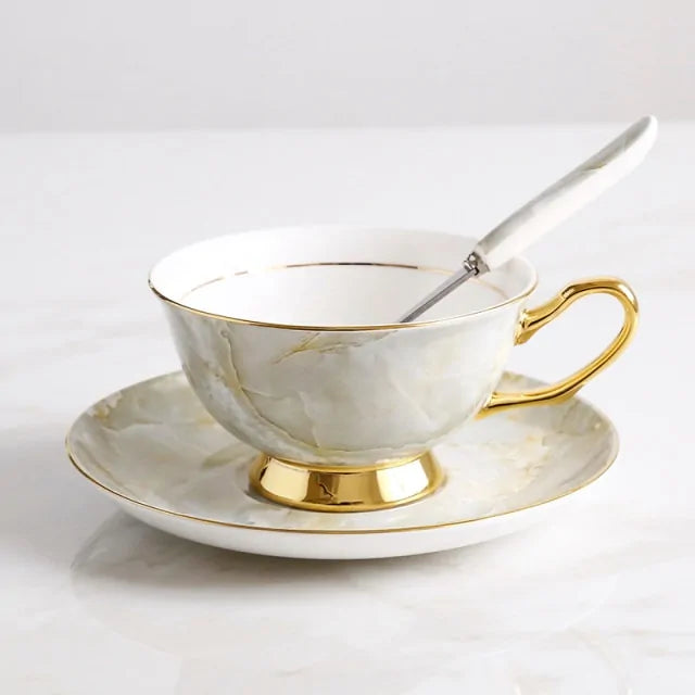 European Royal Bone China Tea Cup & Saucer Set – Vintage Elegance