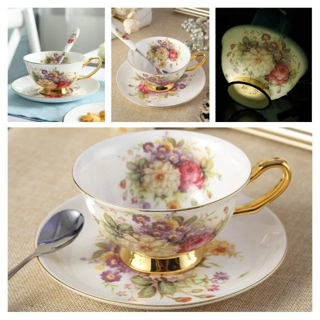 European Royal Bone China Tea Cup & Saucer Set – Vintage Elegance
