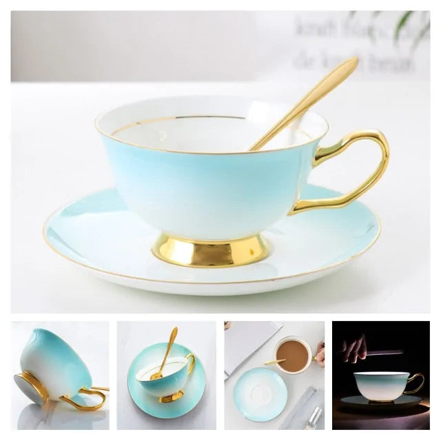 European Royal Bone China Tea Cup & Saucer Set – Vintage Elegance