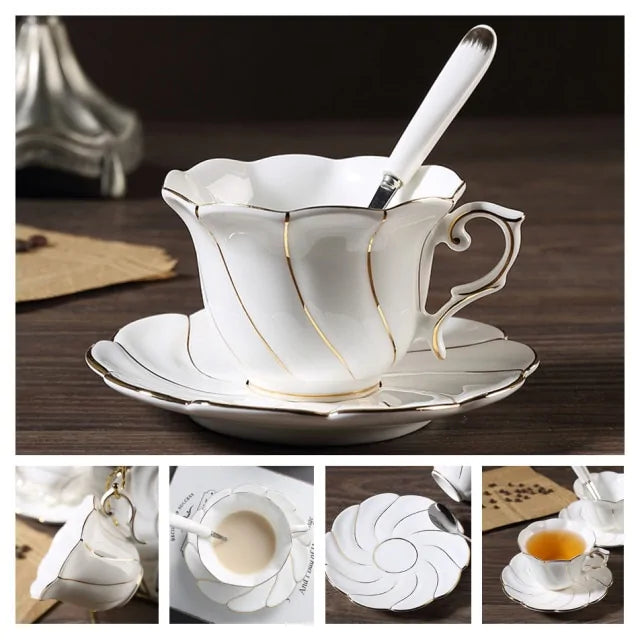 European Royal Bone China Tea Cup & Saucer Set – Vintage Elegance