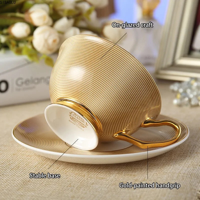 European Royal Bone China Tea Cup & Saucer Set – Vintage Elegance
