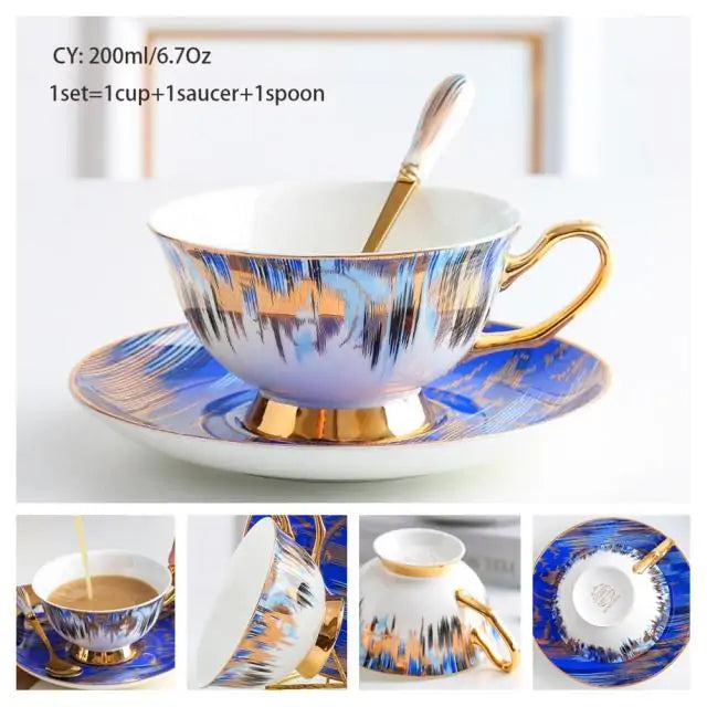 European Royal Bone China Tea Cup & Saucer Set – Vintage Elegance