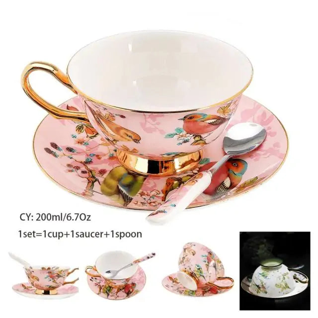 European Royal Bone China Tea Cup & Saucer Set – Vintage Elegance