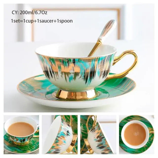 European Royal Bone China Tea Cup & Saucer Set – Vintage Elegance