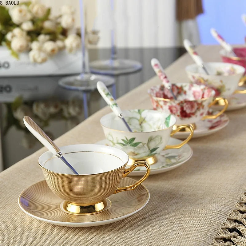European Royal Bone China Tea Cup & Saucer Set – Vintage Elegance
