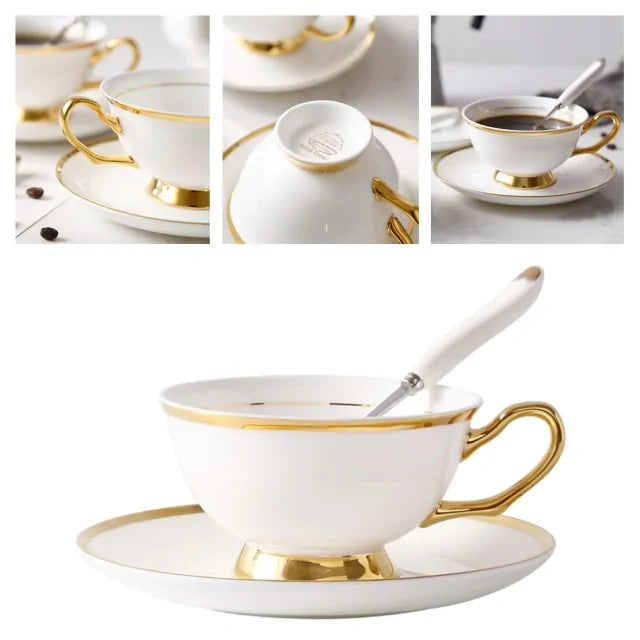 European Royal Bone China Tea Cup & Saucer Set – Vintage Elegance
