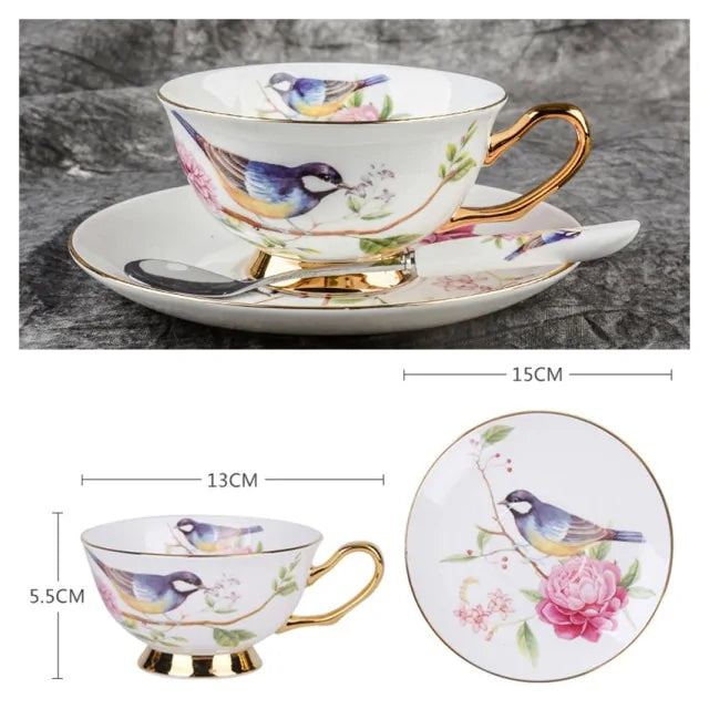 European Royal Bone China Tea Cup & Saucer Set – Vintage Elegance
