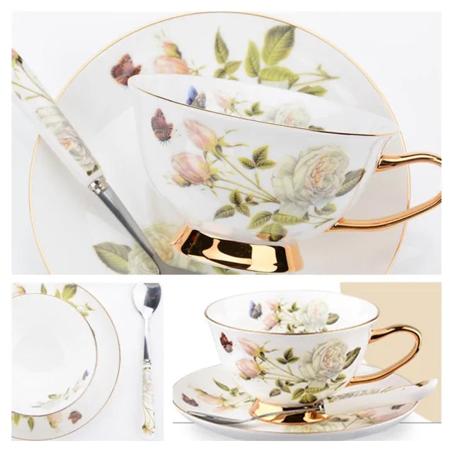 European Royal Bone China Tea Cup & Saucer Set – Vintage Elegance