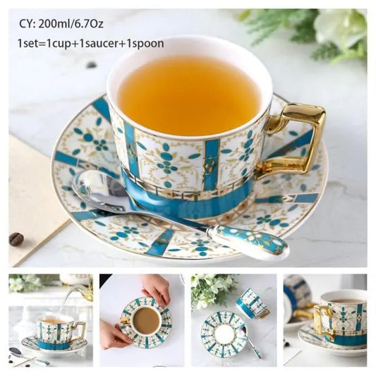 European Royal Bone China Tea Cup & Saucer Set – Vintage Elegance