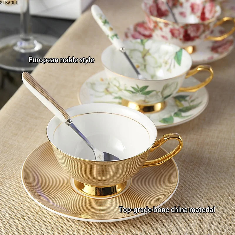 European Royal Bone China Tea Cup & Saucer Set – Vintage Elegance