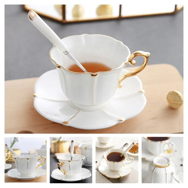 European Royal Bone China Tea Cup & Saucer Set – Vintage Elegance