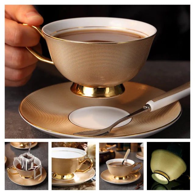 European Royal Bone China Tea Cup & Saucer Set – Vintage Elegance