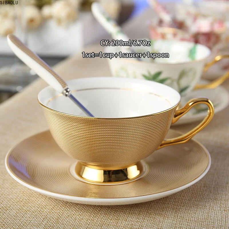 European Royal Bone China Tea Cup & Saucer Set – Vintage Elegance