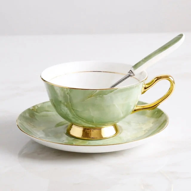 European Royal Bone China Tea Cup & Saucer Set – Vintage Elegance