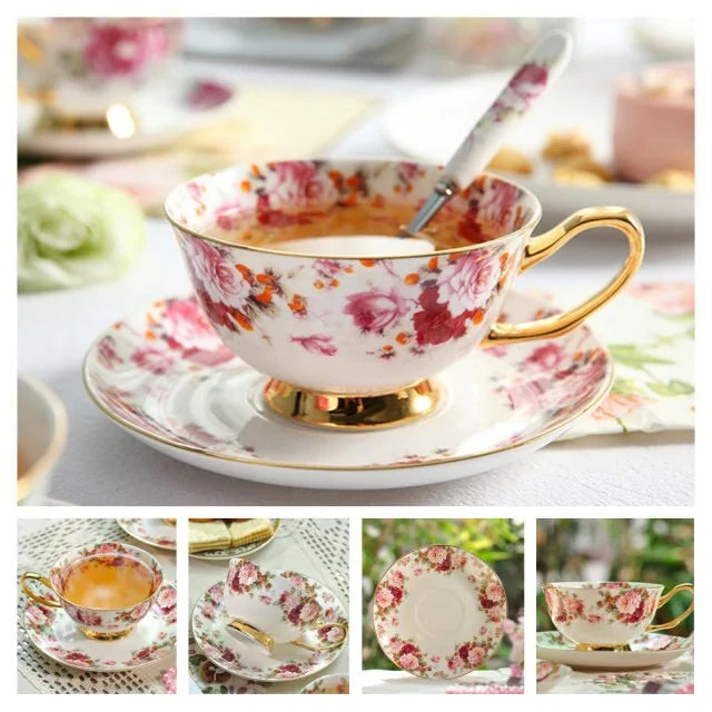 European Royal Bone China Tea Cup & Saucer Set – Vintage Elegance